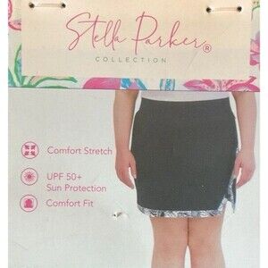 NWT Stella Parker Sport Golf Tennis Skort Black Stretch UPF 50